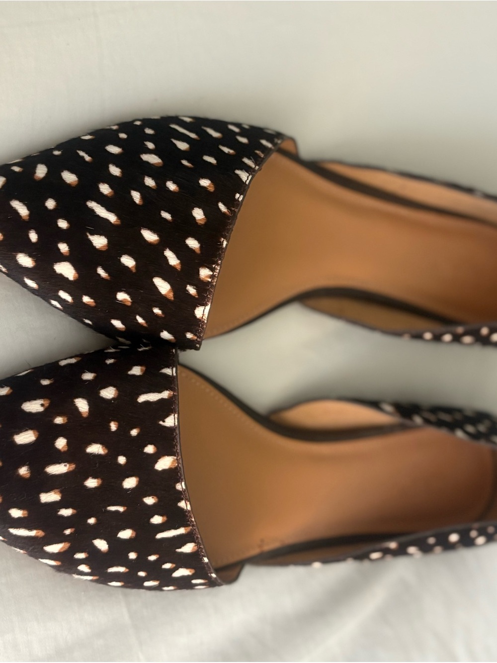 JCrew Women's Pointed D'Orsay Flat in Black, Brown and White Spot - Picture 5 of 6